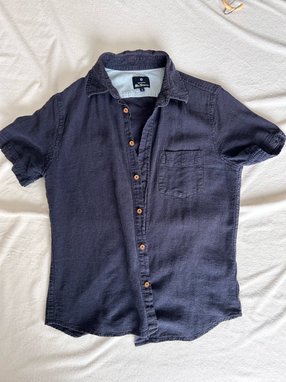 Ben Sherman Navy Linen Short-Sleeve Button-Down Shirt